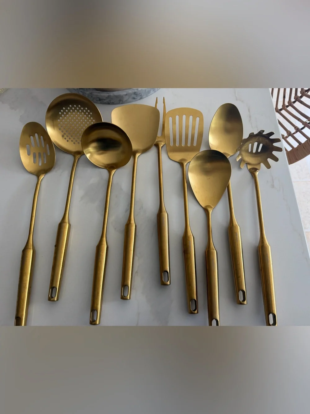 Gold Stainless Steel Kitchen Utensil Set - Elegant Cooking Tools